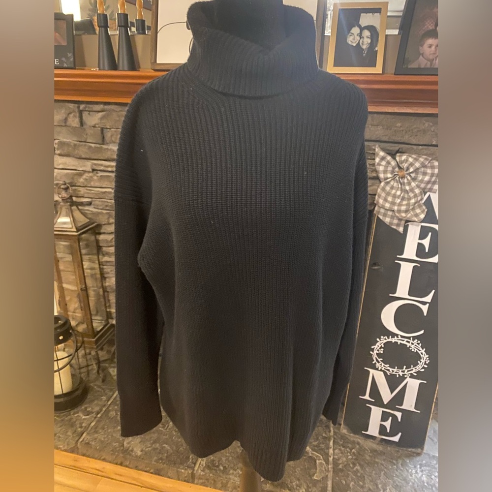 J. Crew Black Ribbed Turtleneck Sweater
